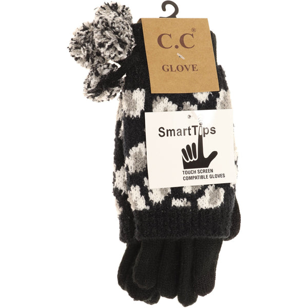 C.C. Leopard Boucle Knit Gloves (Multiple Colors)