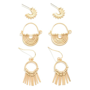3pc Set Of Dainty Pomina Gold Earrings