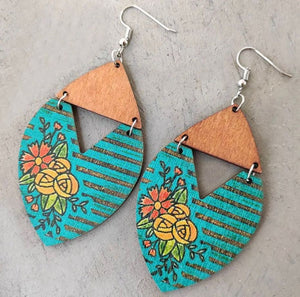 Beautiful Vintage Boho Inspired Wooden Earrings