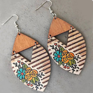 Beautiful Vintage Boho Inspired Wooden Earrings