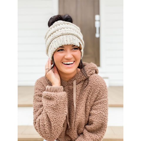 CC Flecked Classic Ponytail/Messy Bun Beanie