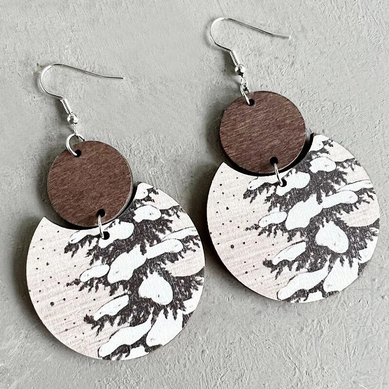 "Snowy Pine" Christmas Wooden Earrings
