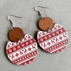 "Fair Isle Christmas" Wooden Earrings