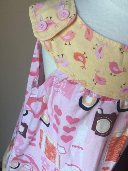 Pre-Loved Girls Custom Tunic Top Dress Parisian Print, size 7/8