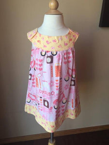 Pre-Loved Girls Custom Tunic Top Dress Parisian Print, size 7/8