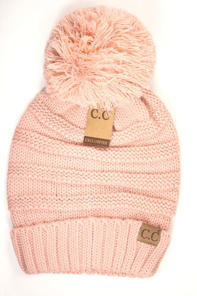 C.C. Super Slouch Pom Beanie (Adult/One Size) Several Colors
