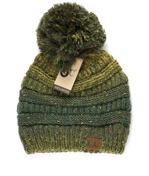 C.C Ombre Flecked Pom Beanie (Adult/One Size) Several Colors.