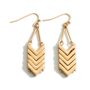 Vintage Gold Chevron Drop Earrings *2 Colors*