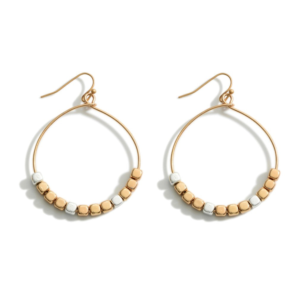 Round Drop Earrings Featuring Two-Tone Beaded Accents