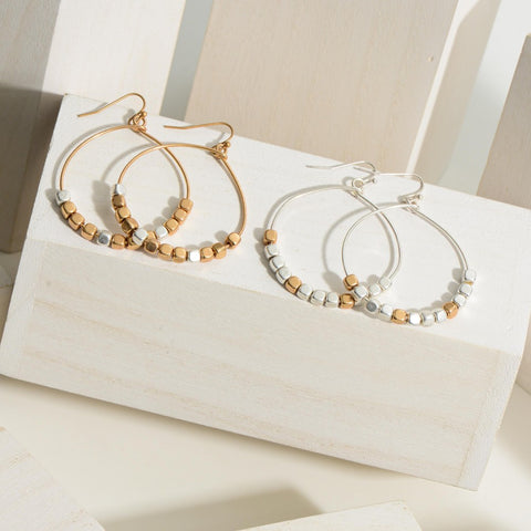 Round Drop Earrings Featuring Two-Tone Beaded Accents