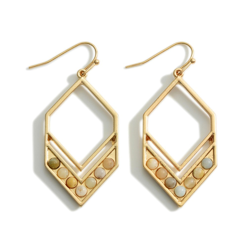 Chevron & Stone Drop Earrings *5 Colors*