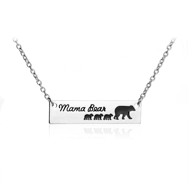 Mama Bear & Cub Bar Style Necklace