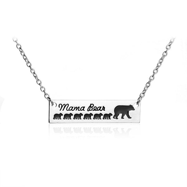 Mama Bear & Cub Bar Style Necklace
