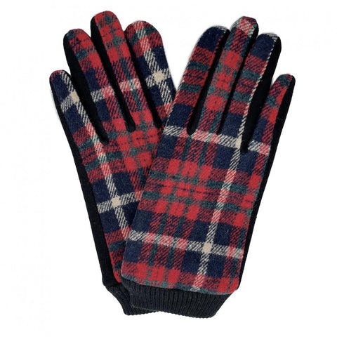 Plaid Gloves With Smart Tip Finger