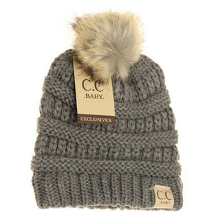 *BABY* CC Faux Fur Pom Beanie Fits Newborn-9m