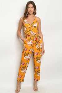 New Women's Boutique Mustard Floral Jumpsuit Romper S, M, L
