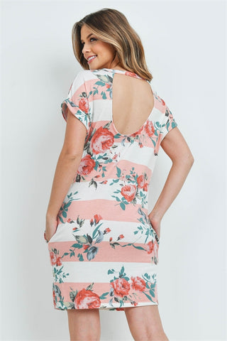 New Women's Boutique Floral Stripe Dress w/Pockets S, M, L