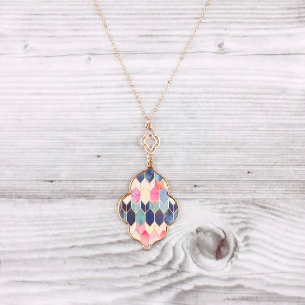 Gold Moroccan Colorful Pendant Necklaces 4 Designs!
