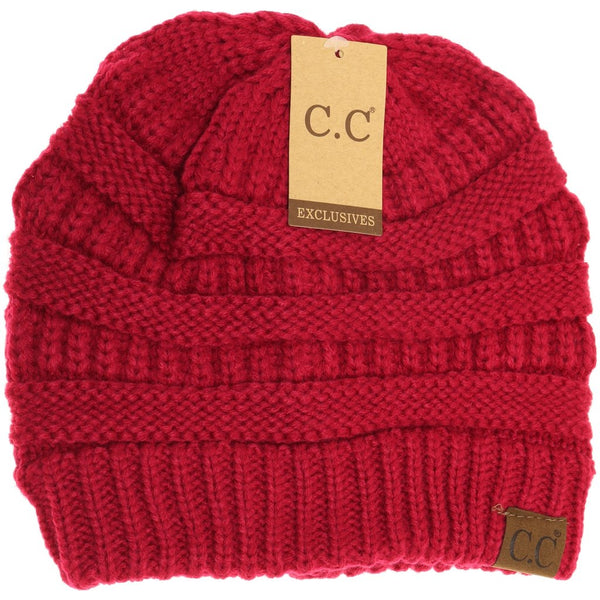 C.C Classic Solid Ribbed Beanie (Adult/One Size) Many Colors