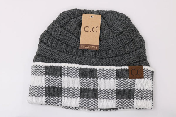 CC Buffalo Check Cuffed Beanies (3 colors available) (Adult/One Size)
