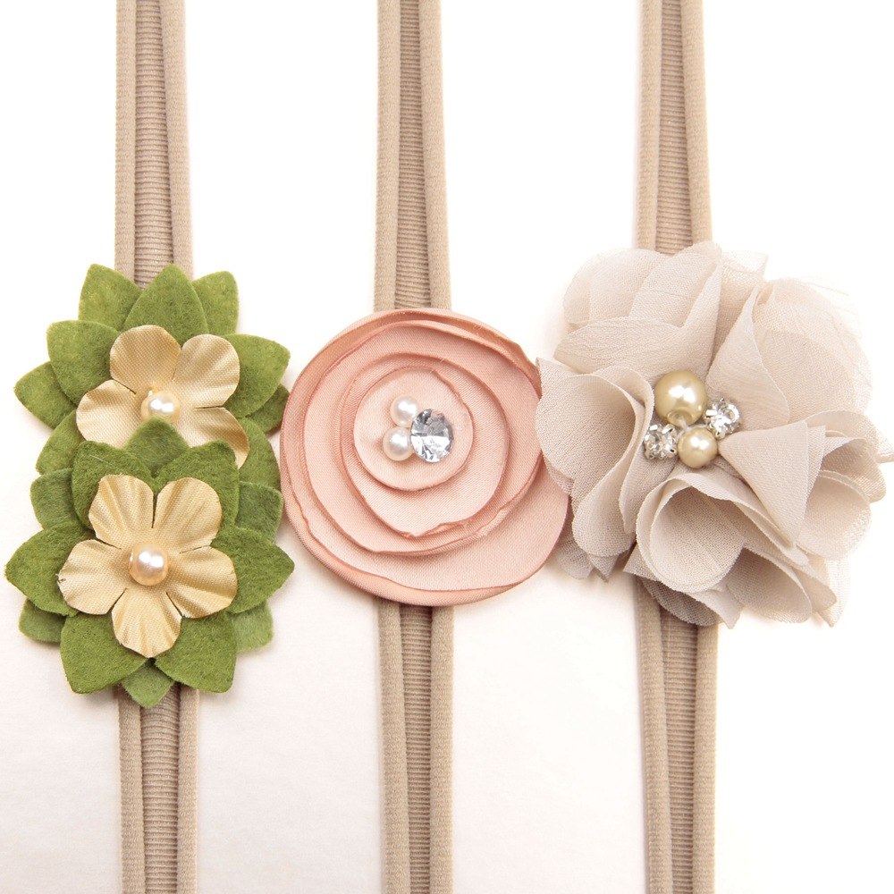 Fabric Flower Headband Set Of 3