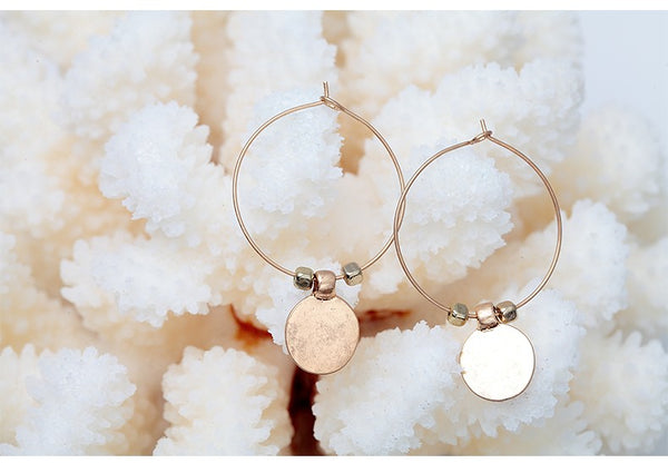 Vintage Gold Minimalist Circle Hoop Earrings