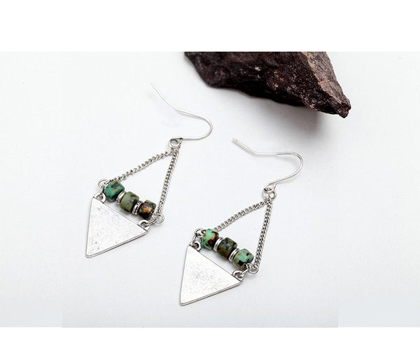 Boho Triangle/Stone Dangle Earrings