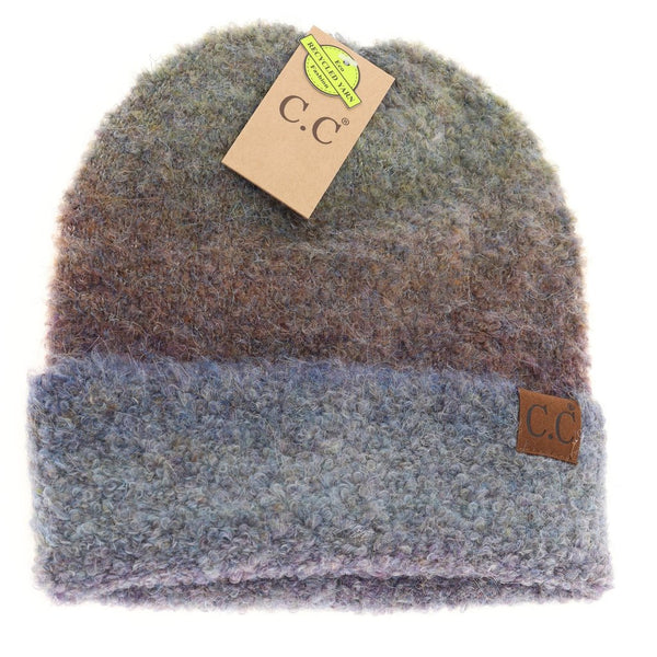 CC Multi-Colored Slouchy Mohair Cuffed Beanie (Adult/One Size) Many Colors