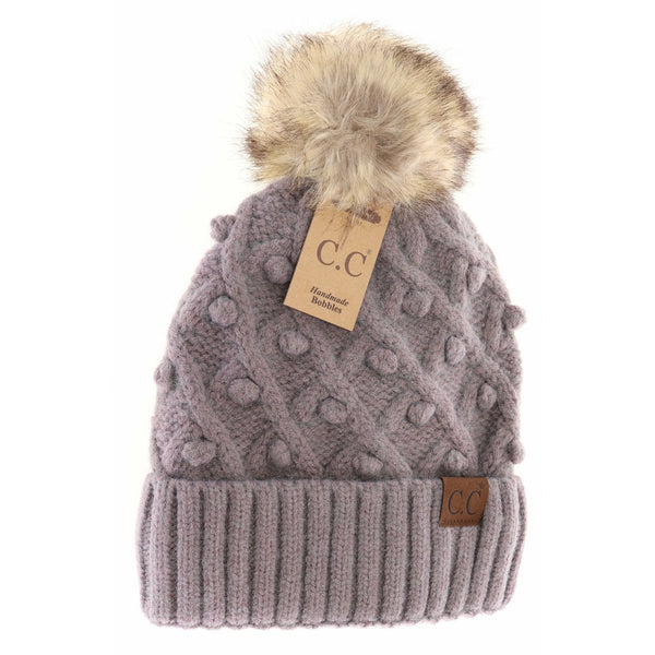 C.C Bobble Knit Pom Beanies (Adult/One Size) Many Colors