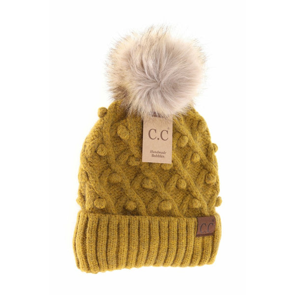C.C Bobble Knit Pom Beanies (Adult/One Size) Many Colors