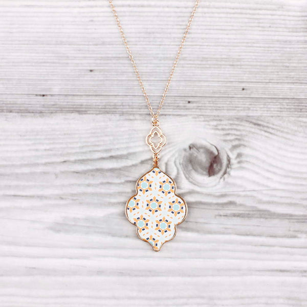 Gold Moroccan Colorful Pendant Necklaces 4 Designs!