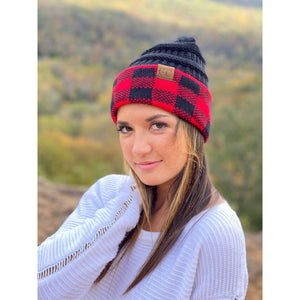 CC Buffalo Check Cuffed Beanies (3 colors available) (Adult/One Size)