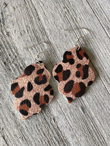 Faux Leather Leopard Animal Print Earrings