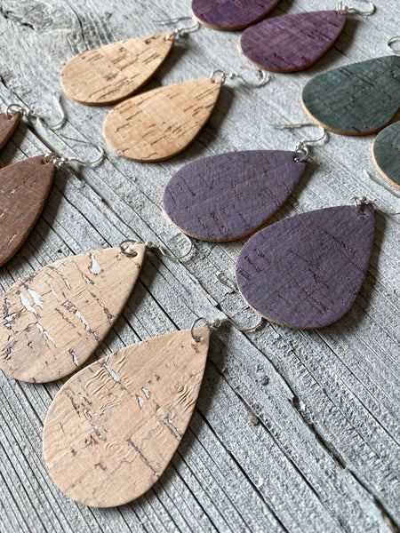 Pressed Cork/Wood Grain Earrings *6 Colors*