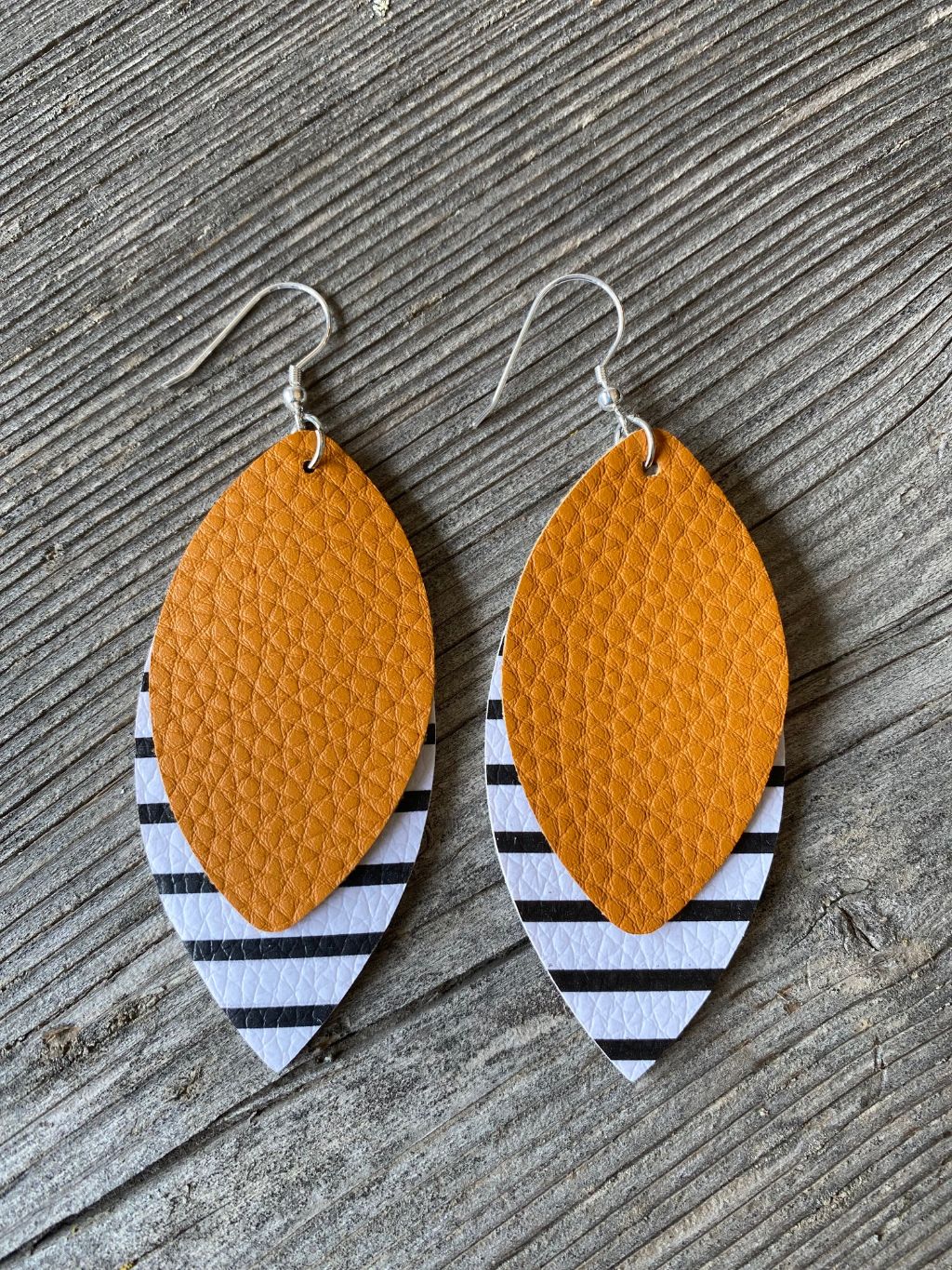 Faux Leather Double Layer Leaf Earrings