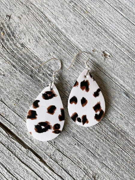 Faux Leather Colorful Print Drop Earrings 4 Designs!