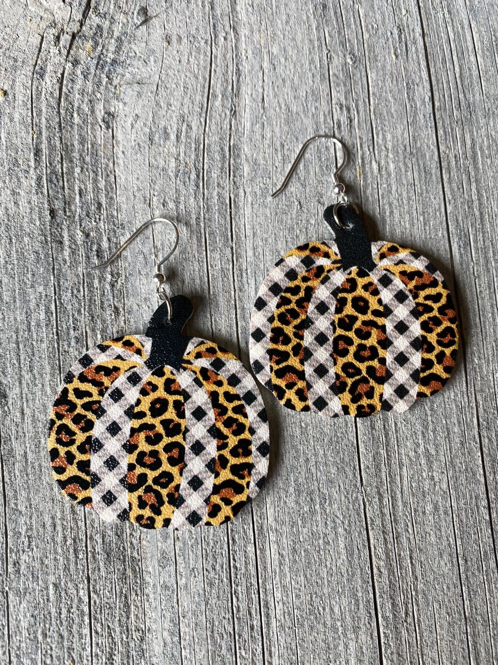 Patchwork Pumpkin Faux Leather Earrings