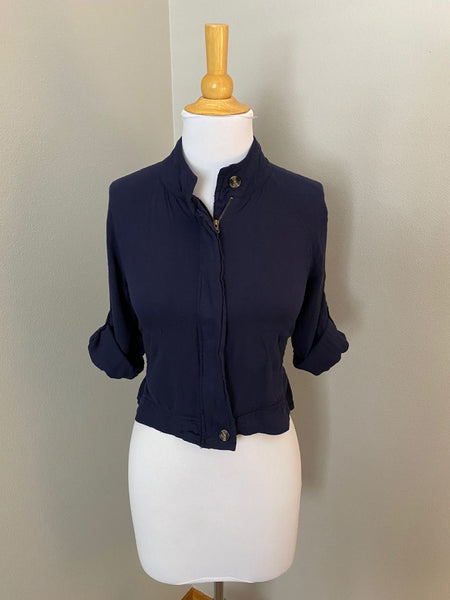 Pre-Loved Navy cropped jacket, size Small