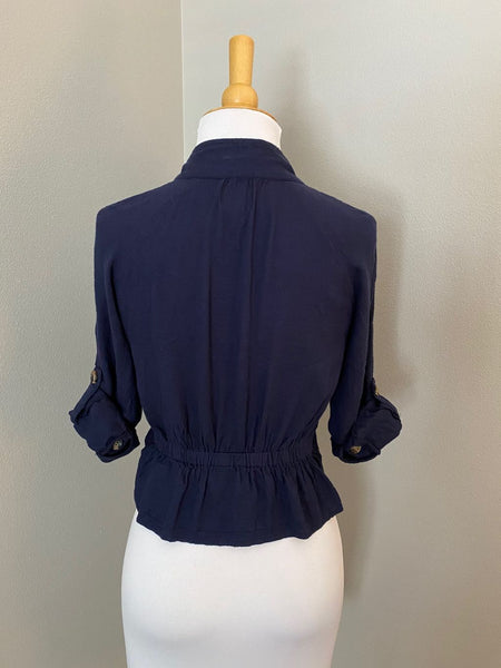 Pre-Loved Navy cropped jacket, size Small