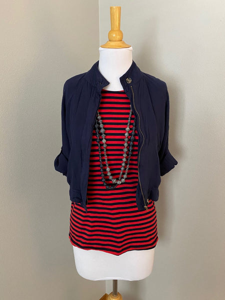 Pre-Loved Navy cropped jacket, size Small