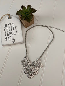 Pre-Loved Silver hammered discs statement necklace