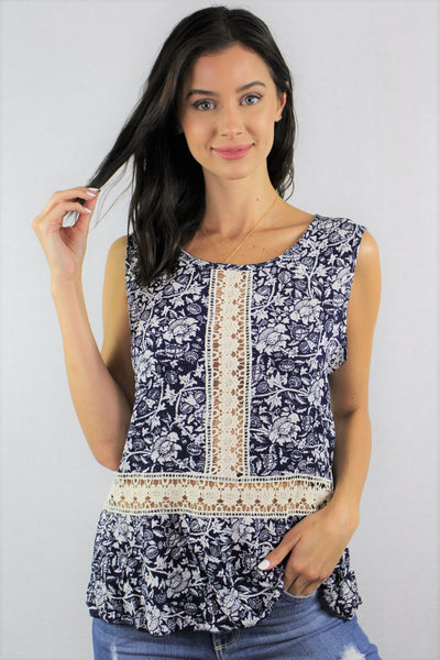 New Women's Boutique Sleeveless Top with Crochet Detail S, M, L, XL