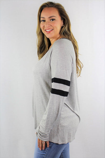 New Women's Boutique Long Sleeve Striped Top PLUS sizes 1x, 2x & 3x