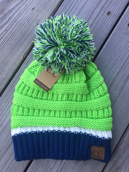 Seahawks Inspired C.C Game Day Pom Beanie (Adult/One Size)