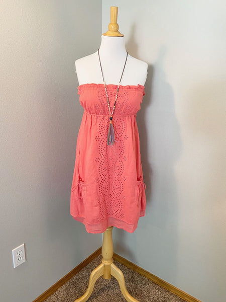 Pre-Loved Women's Iris Basic Strapless Eyelet Lace Dress, M/L