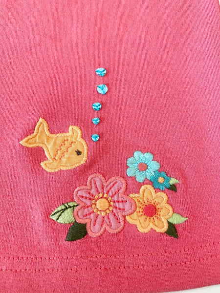 Pre-Loved Girls Like New Gymboree Flutter Sleeve Fish Top, size 6