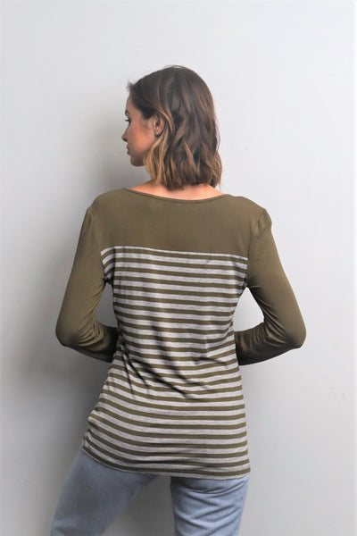 New Women's Boutique Asymmetrical Striped Top Sizes S-L