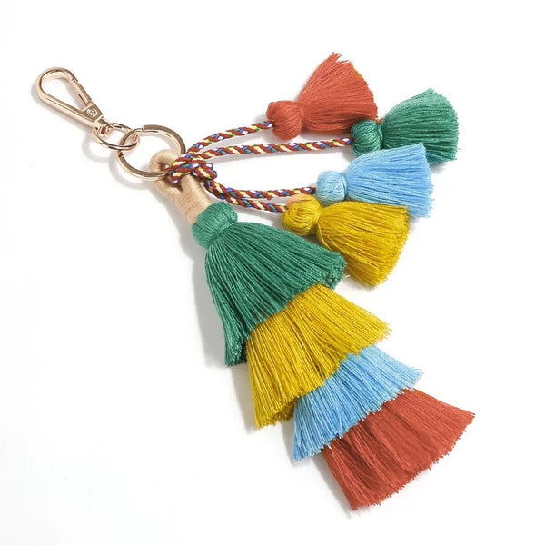 Boho Tiered Tassel Key Chain Purse Bag Clip