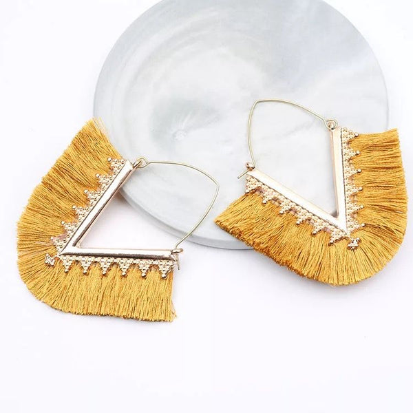 Boho Intricate Gold Fringe Earrings