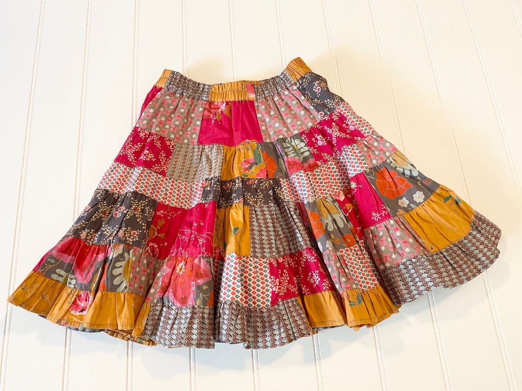 Pre-Loved Girls NEW Room Seven Patchwork Print Twirl Skirt Size 4